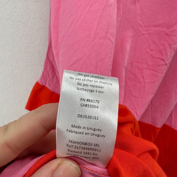 Margo Baridon Colorblock Tunic Dress Size XL Pink Red Relaxed Fit Button Down - Picture 14 of 15